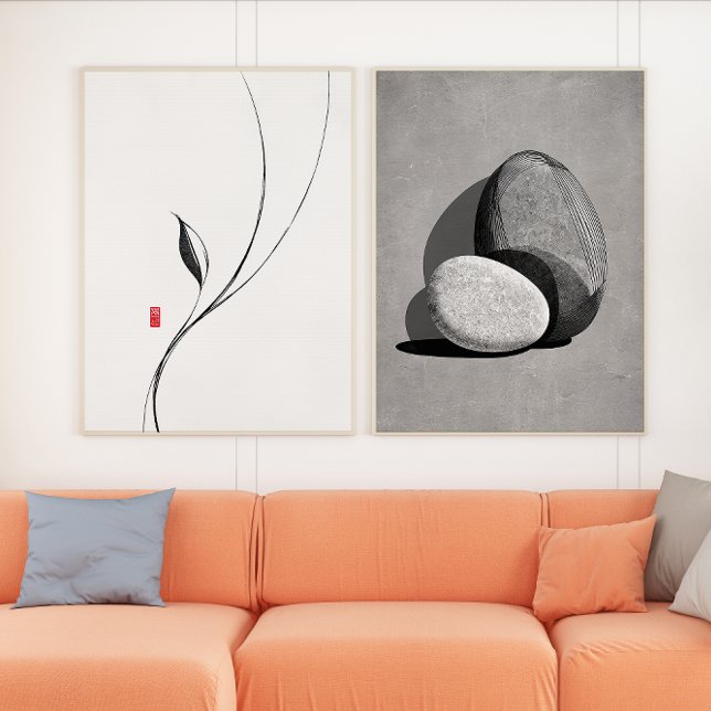 Minimalist Zen Ink Stone Abstract Wall Art Set (Creator Uploaded)