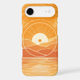 Minimalist Zen Mountain Ocean Retro Sunset