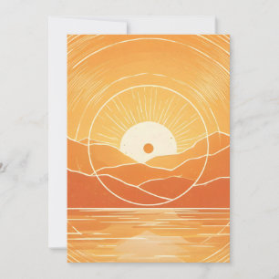 Minimalist Zen Mountain Ocean Retro Sunset Announcement