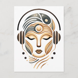 Minimalist Zen Music Goddess Geometric Abstract Announcement Postcard