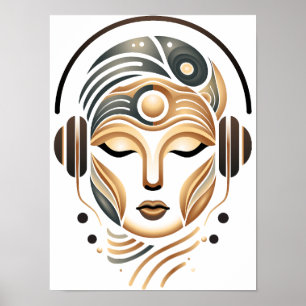 Minimalist Zen Music Goddess Geometric Abstract Poster