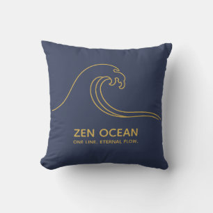 Minimalist Zen Wave Abstract Ocean Line Cushion