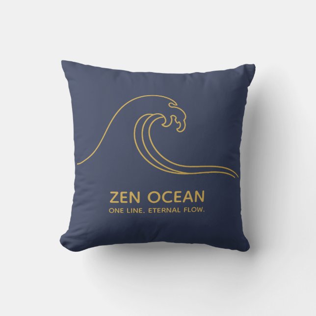 Minimalist Zen Wave | Abstract Ocean Line Cushion (Front)
