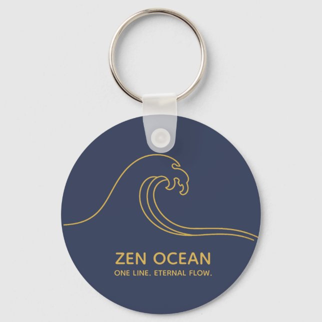Minimalist Zen Wave | Abstract Ocean Line Key Ring (Front)