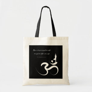 Minimalist Zen Yoga Spiritual Om Aum Calligraphy Tote Bag