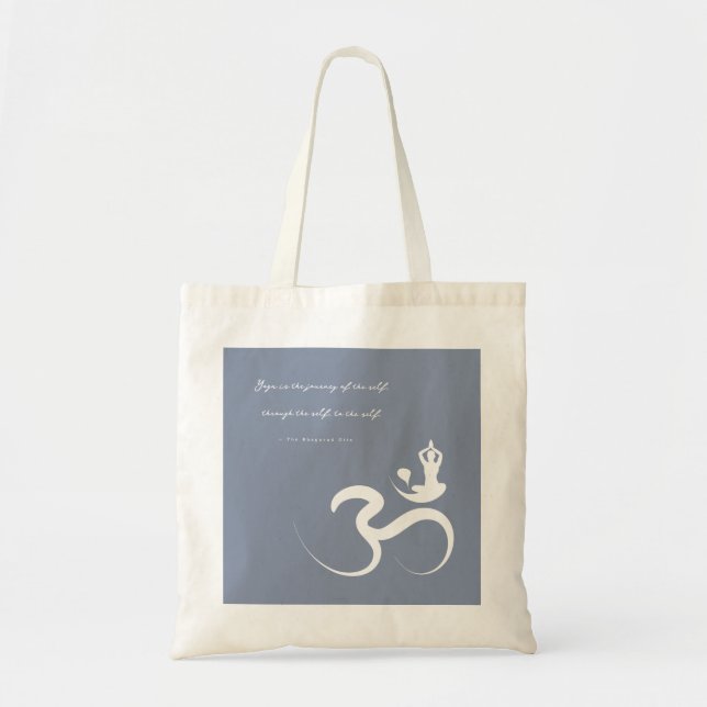 Minimalist Zen Yoga Spiritual Om Aum Calligraphy Tote Bag (Front)