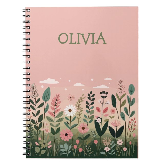 MinimalistCartoon Wildflowers Floral Personalised  Notebook (Front)