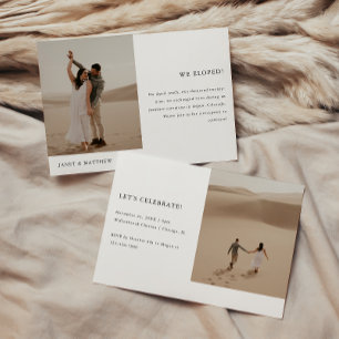 Minimalistic 2-Photo Elopement Wedding Reception Invitation