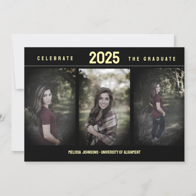 Minimalistic 3 Photo Graduation Announcement (Front)