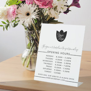 Minimalistic Add Your Logo Simple Opening Hours Pedestal Sign