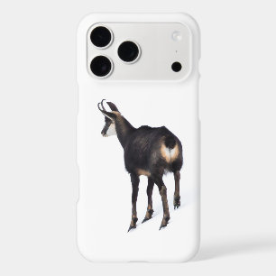 Minimalistic Alpine Chamois mountain goat on snow
