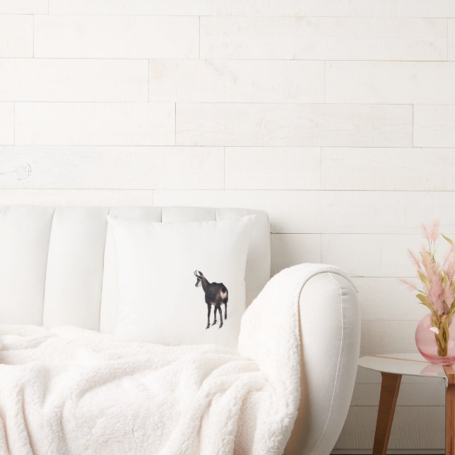 Minimalistic Alpine Chamois mountain goat on snow Cushion (Couch)