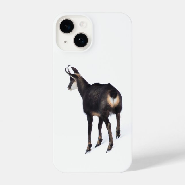 Minimalistic Alpine Chamois mountain goat on snow iPhone Case (Back)