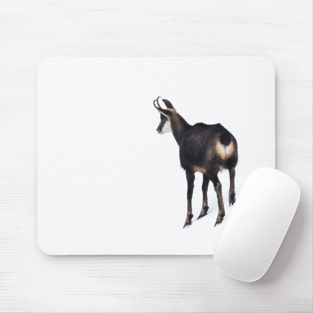 Minimalistic Alpine Chamois mountain goat on snow Mouse Pad (With Mouse)