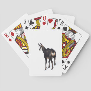 Minimalistic Alpine Chamois mountain goat on snow Playing Cards