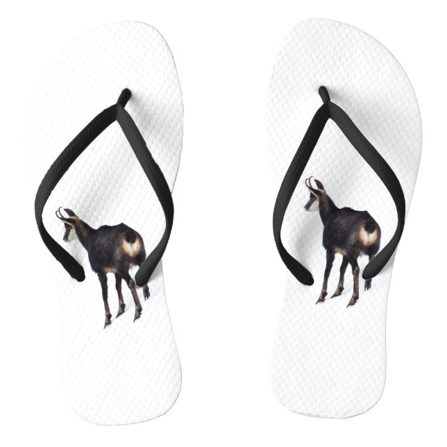 Minimalistic Alpine Chamois mountain goat on snow Thongs (Footbed)