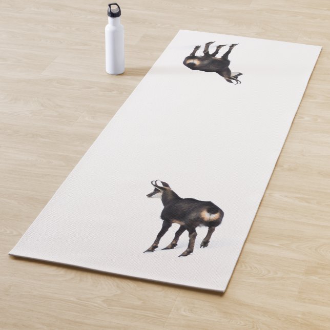 Minimalistic Alpine Chamois mountain goat on snow Yoga Mat (In Situ)