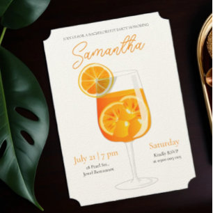 Minimalistic Aperol Spritz Bachelorette Party Invitation