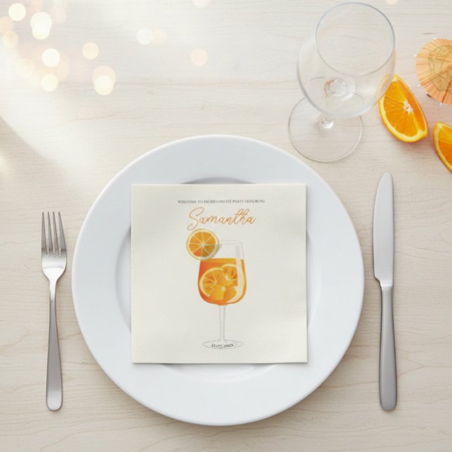 Minimalistic Aperol Spritz Bachelorette Party Napkin (Creator Uploaded)