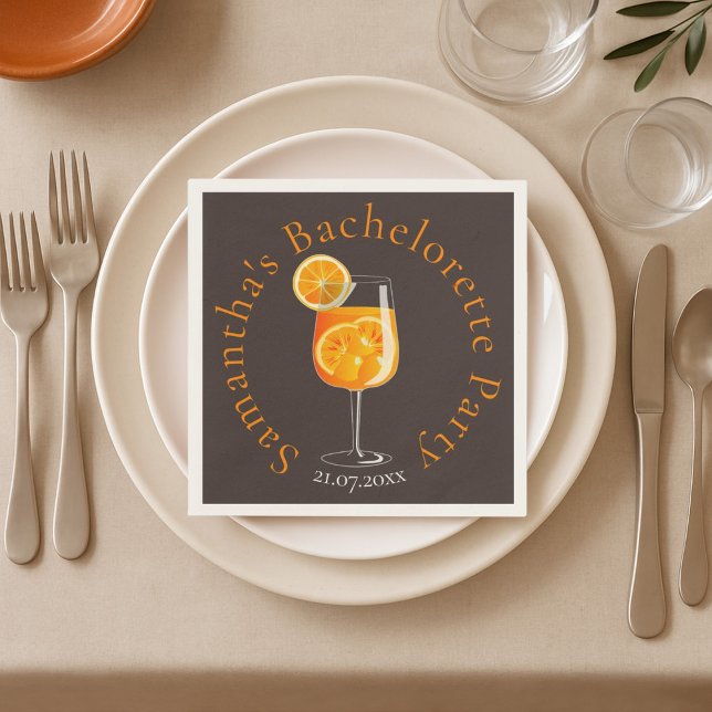 Minimalistic Aperol Spritz Bachelorette Party Napkin (Creator Uploaded)