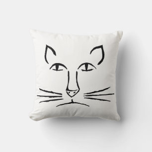 Minimalistic Art Cat Face Sketch Cushion
