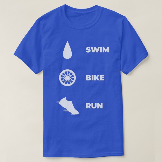 Minimalistic Athlete Sport Triathlon Swim Bike Run T-Shirt (Design Front)