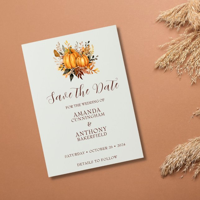 Minimalistic Autumn Wedding Pumpkin Save the Date  (Creator Uploaded)