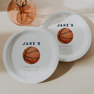 Minimalistic Basketball Birthday Paper Plates
