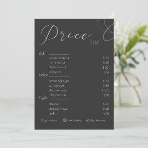 Minimalistic Beauty Salon Black White Price List   Invitation