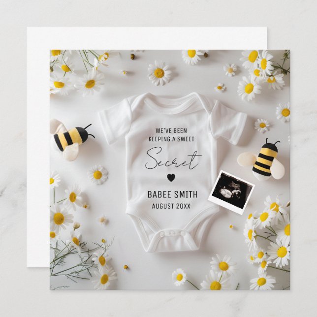 Minimalistic Bee Pregnancy Announcement (Front/Back)