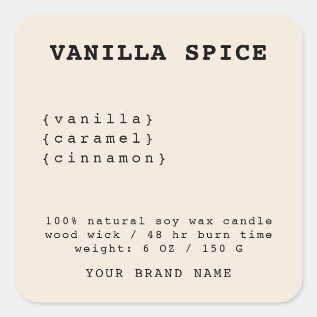 Minimalistic beige candle label (Front)