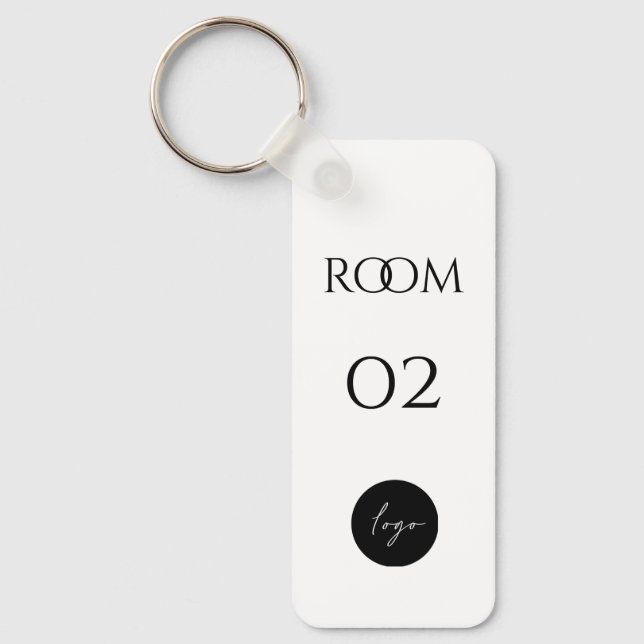 Minimalistic black and white elegant room  number key ring (Front)