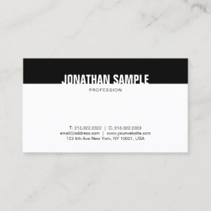 Minimalistic Black And White Elegant Trendy Plain Business Card