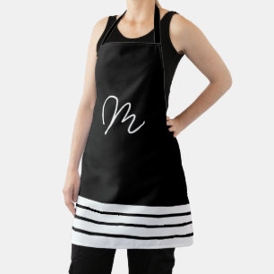 Minimalistic Black and White Monogram Apron