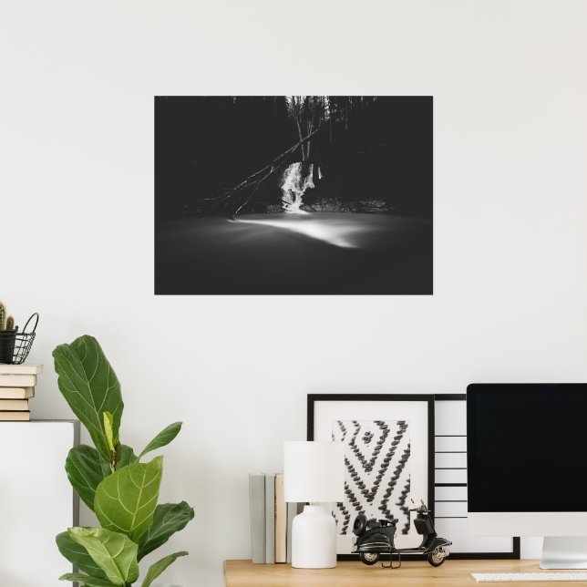 Minimalistic black and white waterfall poster (Home Office)