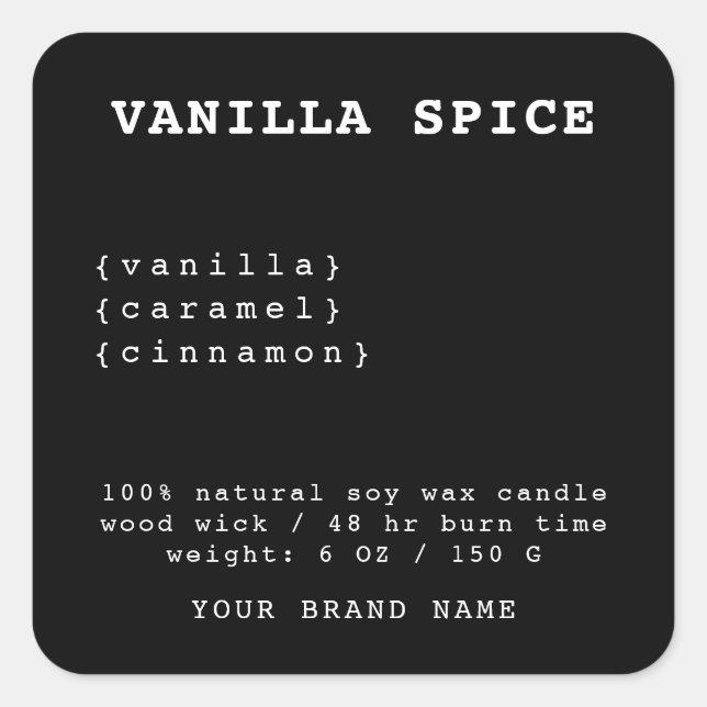 Minimalistic black candle label (Front)