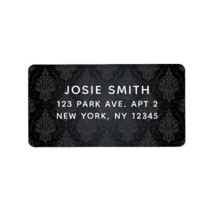 Minimalistic Black On Black Damask Label