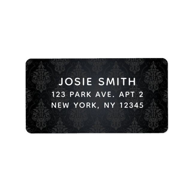 Minimalistic Black On Black Damask Label (Front)
