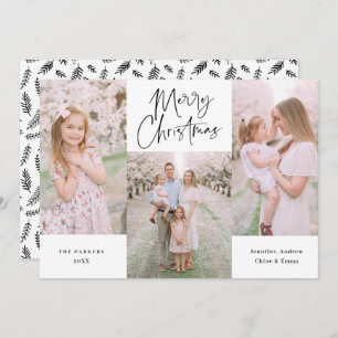 Minimalistic Black Script Calligraphy Collage Holi Holiday Card