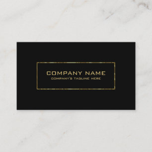 Minimalistic Black & Shiny Gold Border Frame Business Card
