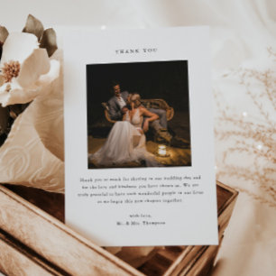 Minimalistic Black & White 2-Photo Wedding Thank You Card