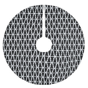Minimalistic Black & White Christmas Tree Pattern Brushed Polyester Tree Skirt
