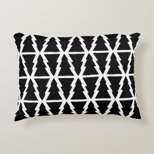 Minimalistic Black & White Christmas Tree Pattern Decorative Cushion