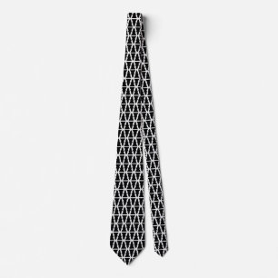 Minimalistic Black & White Christmas Tree Pattern Tie