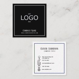 Minimalistic Black & White Logo Square Business Card