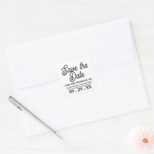 Minimalistic - Black & White - Save the Date Square Sticker