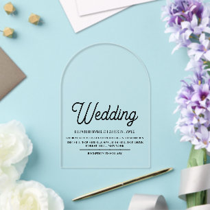 Minimalistic - Black & White - Wedding Acrylic Invitations