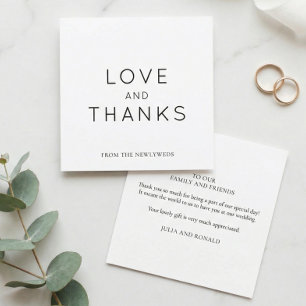 Minimalistic Black White Wedding Thank You Square Card