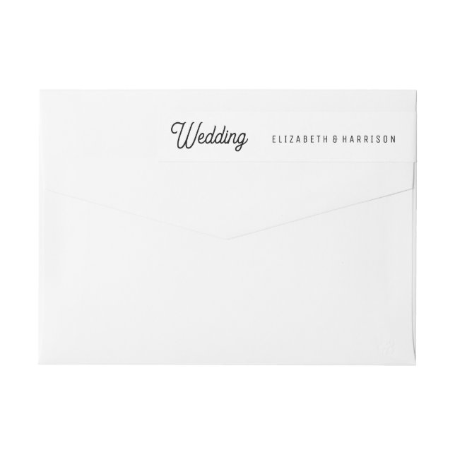Minimalistic - Black & White - Wedding Wrap Around Label (Back)