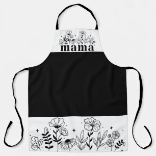 Minimalistic Black & White Wildflower Mama Apron